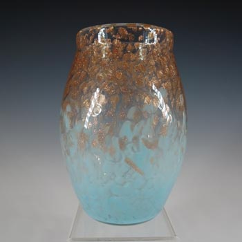 (image for) Monart MF Pale Blue & Copper Aventurine Vintage Glass Vase